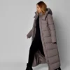 Зимовий довгий пуховик темно-бежевий | 93563 Зимовий довгий пуховик темно-бежевий | 93563