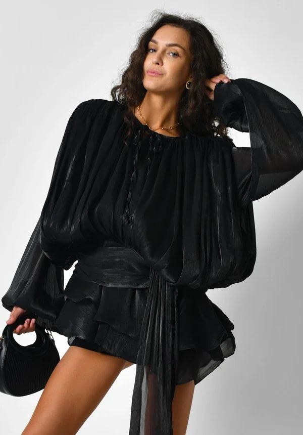 Вечірня преміум сукня з шортиками чорна | 93349