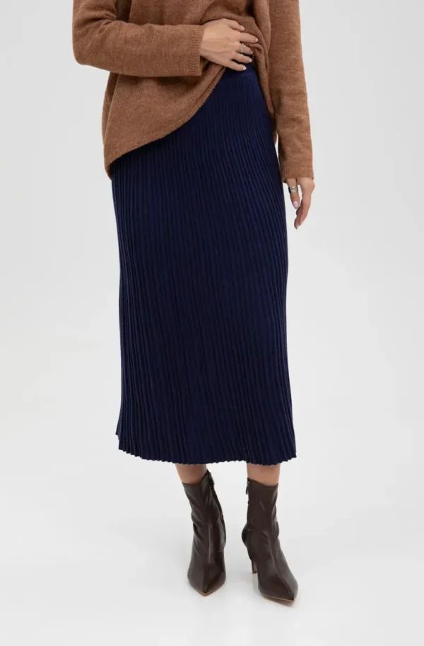 Демісезонна трикотажна спідниця-плісе синя | 93505