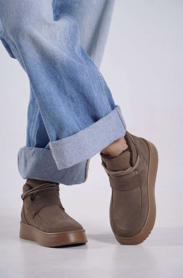 Зимові замшеві черевики коричневі | 93484