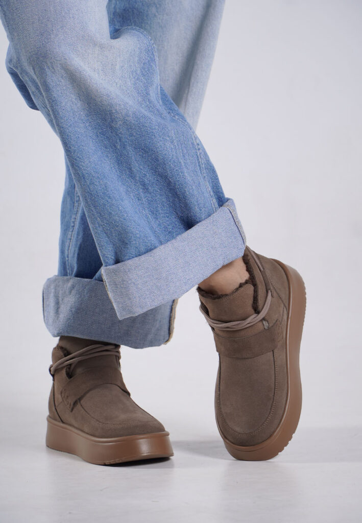 Зимові замшеві черевики коричневі | 93484