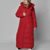 Зимовий довгий пуховик червоний | 93624 Зимовий довгий пуховик червоний | 93624