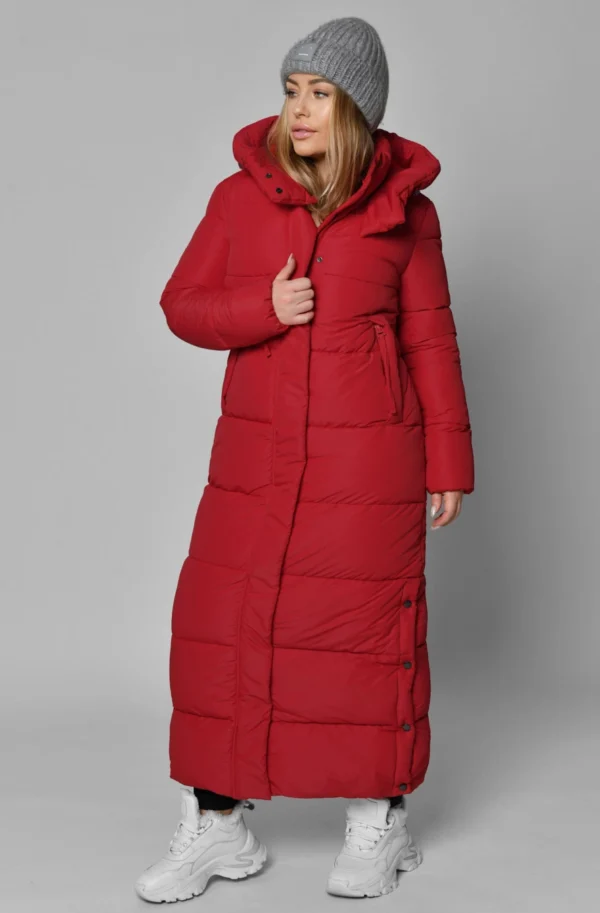 Зимовий довгий пуховик червоний | 93624