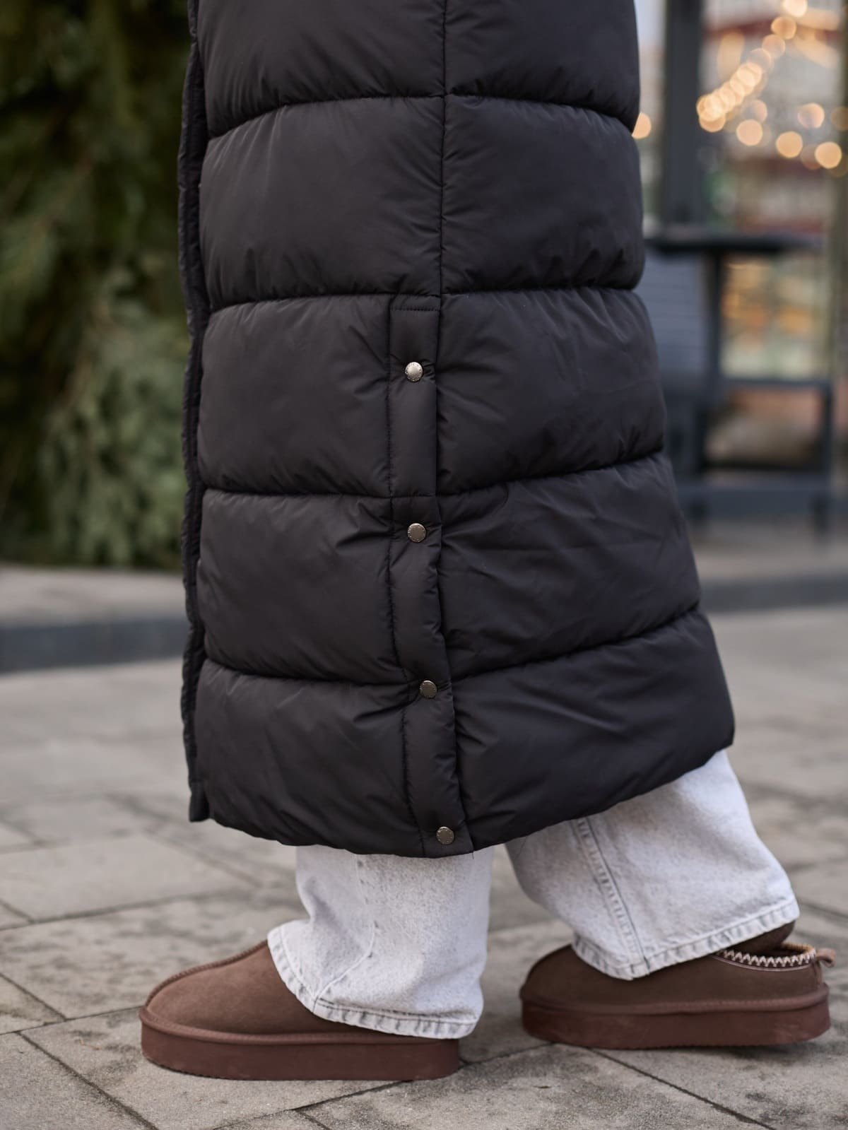 Зимовий довгий пуховик чорний | 93600 Зимовий довгий пуховик чорний | 93600