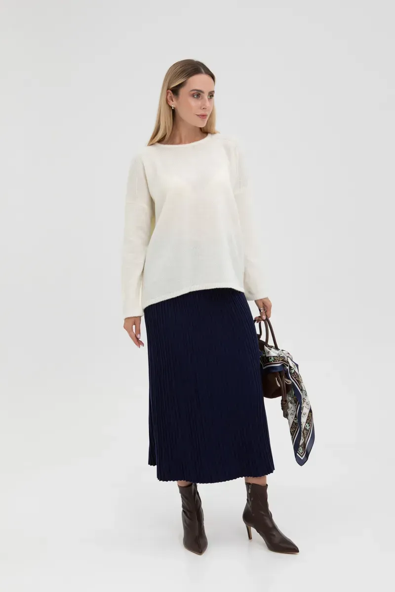 Демісезонна трикотажна спідниця-плісе синя | 93505 Демісезонна трикотажна спідниця-плісе синя | 93505
