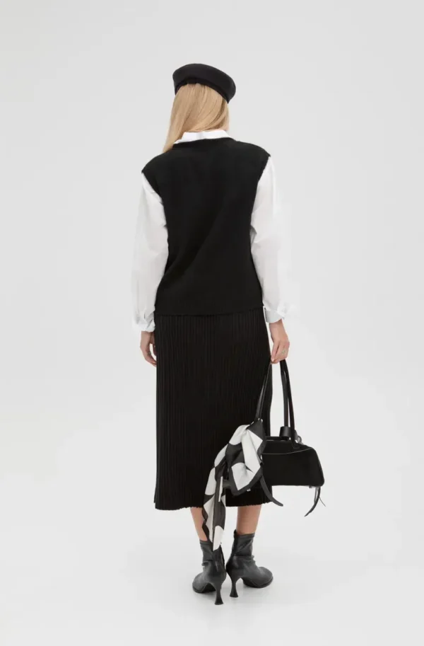 Демісезонна трикотажна спідниця-плісе чорна | 93496