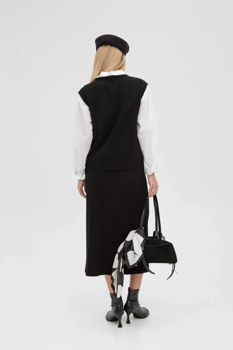 Демісезонна трикотажна спідниця-плісе чорна | 93496 Демісезонна трикотажна спідниця-плісе чорна | 93496