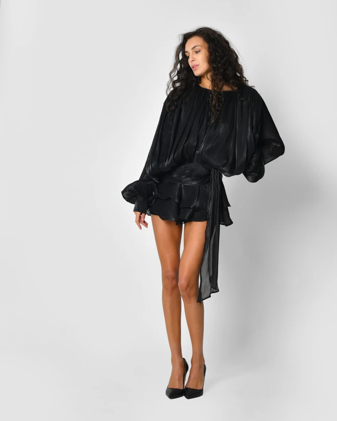 Вечірня преміум сукня з шортиками чорна | 93349 Вечірня преміум сукня з шортиками чорна | 93349