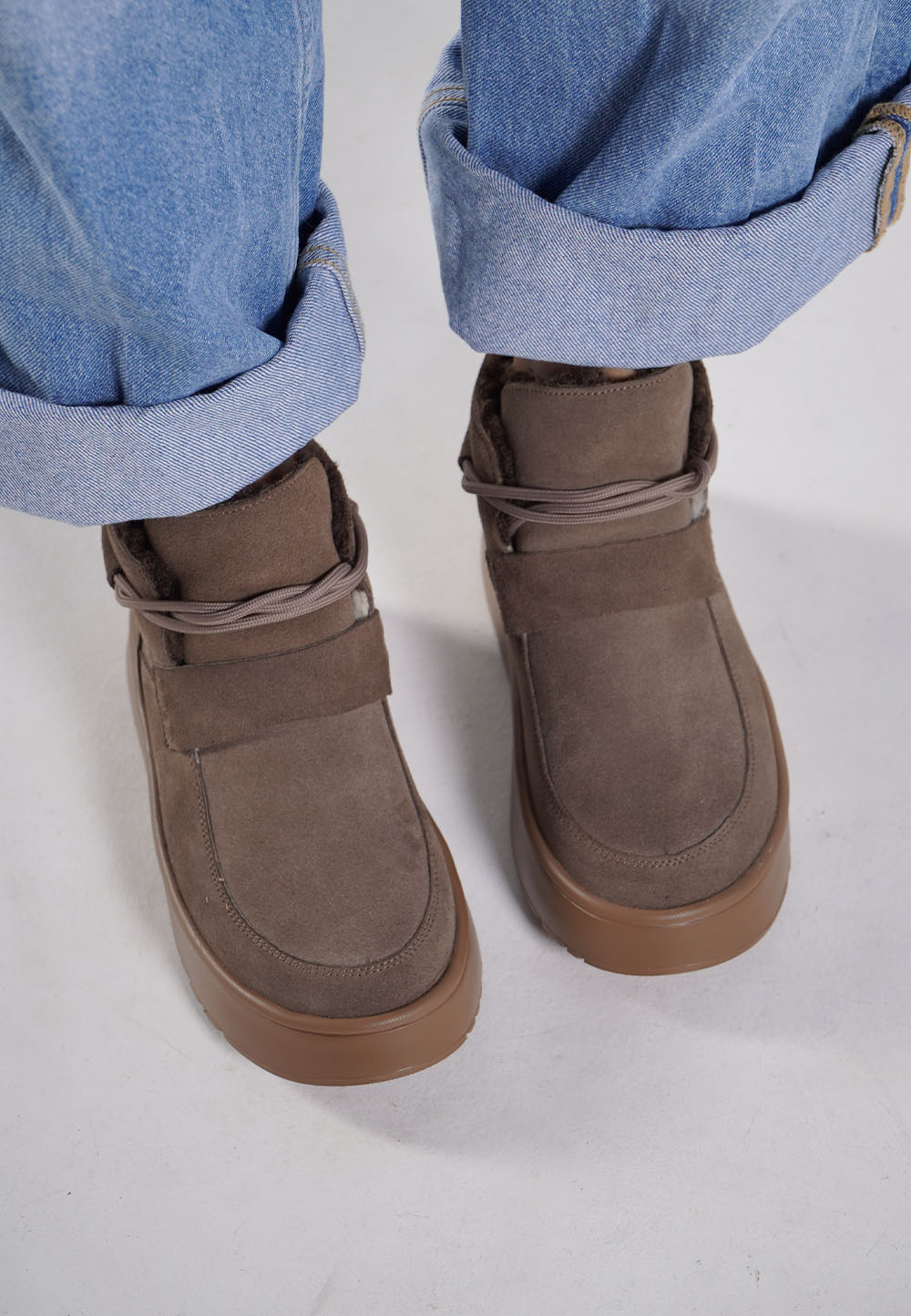 Зимові замшеві черевики коричневі | 93484 Зимові замшеві черевики коричневі | 93484