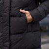 Зимовий довгий пуховик чорний | 93600 Зимовий довгий пуховик чорний | 93600