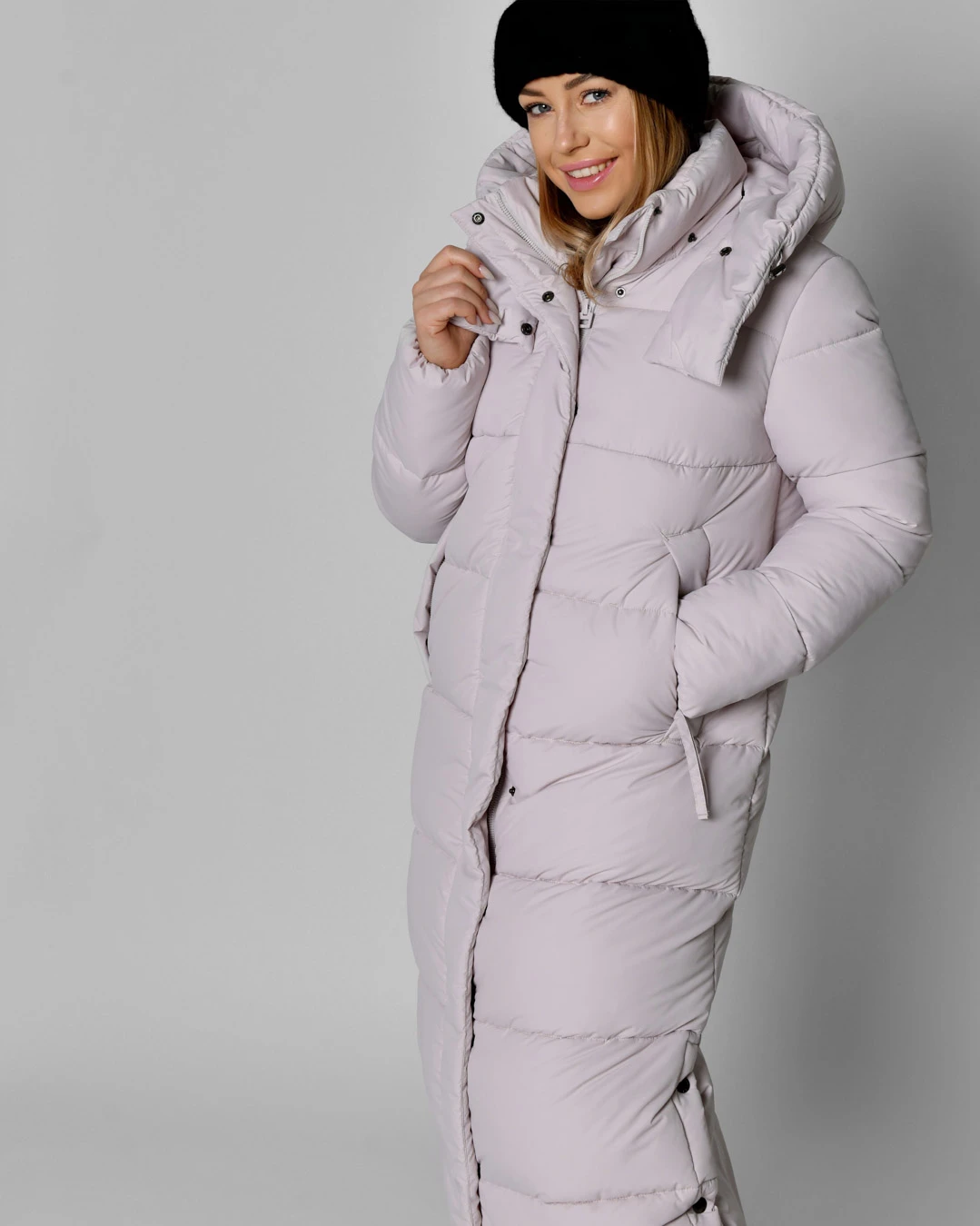 Зимовий довгий пуховик світло-бежевий | 93590 Зимовий довгий пуховик світло-бежевий | 93590