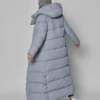 Зимовий довгий пуховик сіро-блакитний | 93529