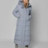 Зимовий довгий пуховик сіро-блакитний | 93529