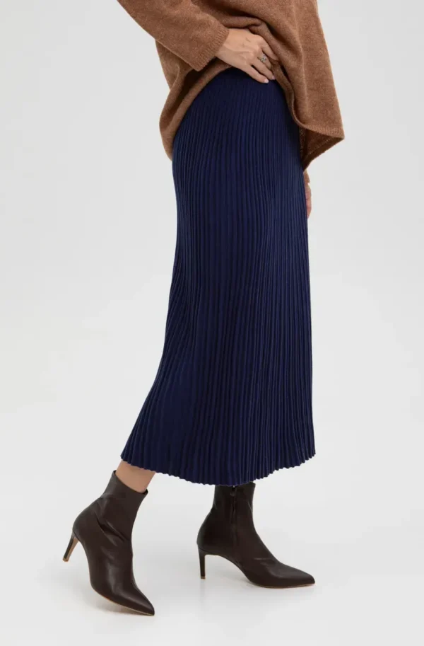 Демісезонна трикотажна спідниця-плісе синя | 93505