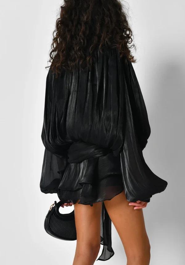 Вечірня преміум сукня з шортиками чорна | 93349