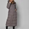 Зимовий довгий пуховик темно-бежевий | 93563 Зимовий довгий пуховик темно-бежевий | 93563