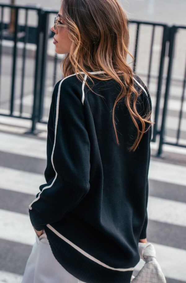 Подовжений светр дрібної в'язки чорний | 93424