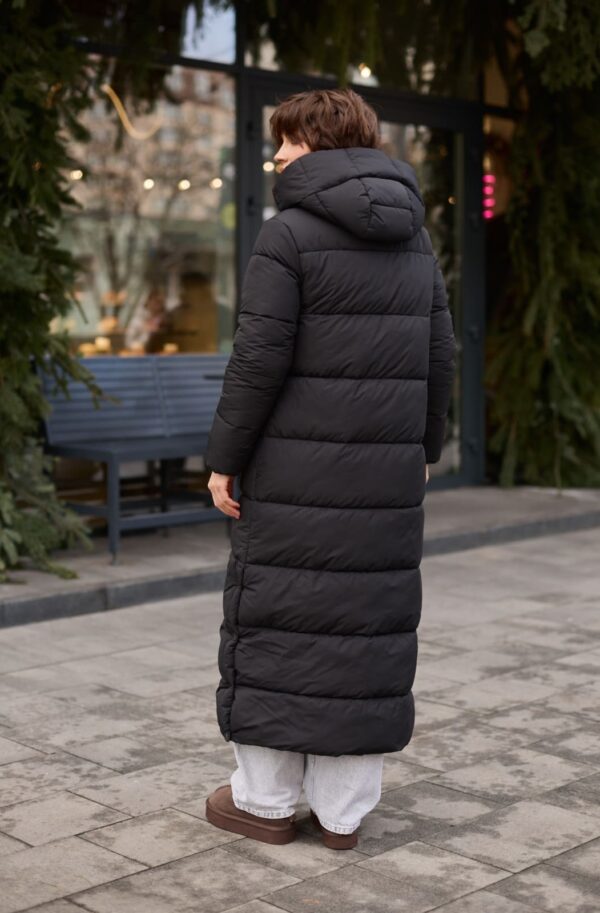 Зимовий довгий пуховик чорний | 93600