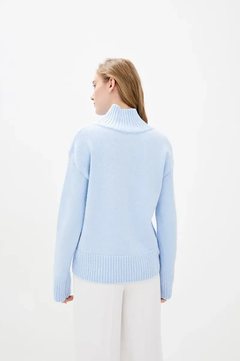 Жіночий светр із вмістом вовни блакитний | 94306