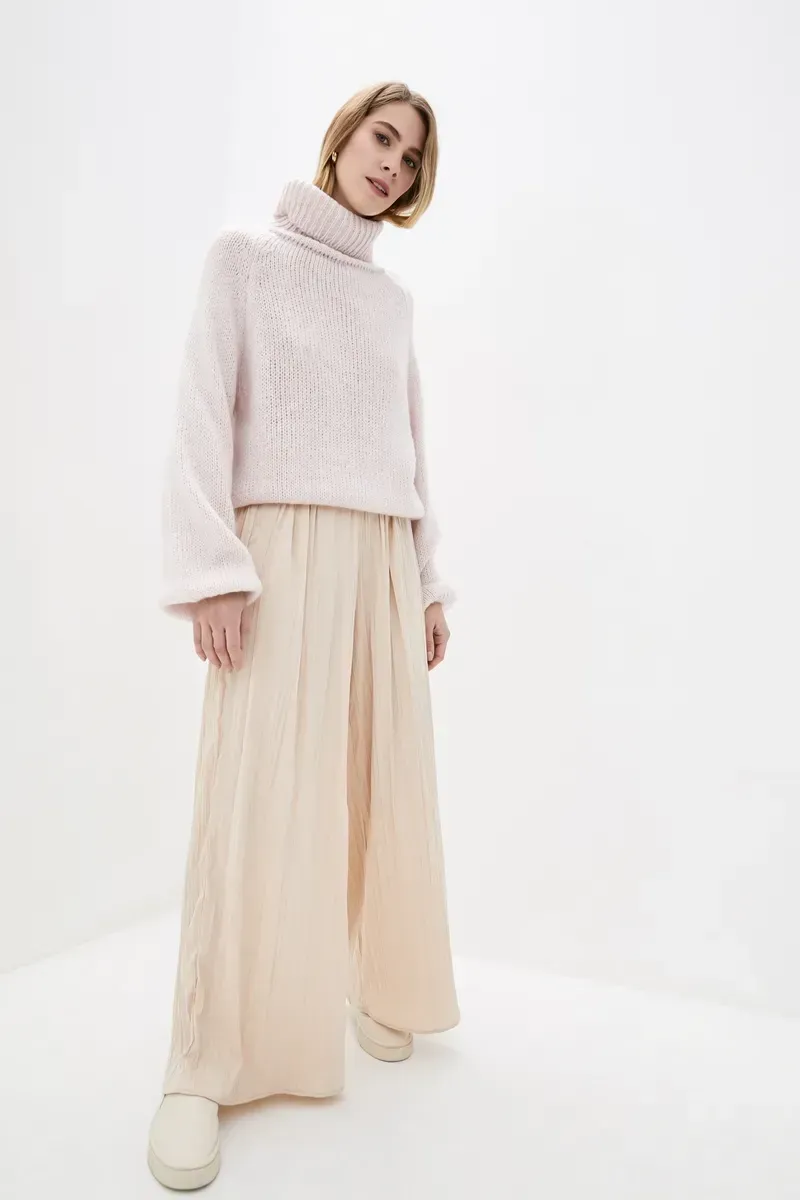 Жіночий напіввовняний светр пудровий | 94363