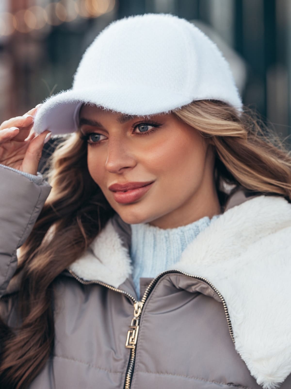 Вовняна кепка на підкладці біла | 94177