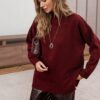 Подовжений светр дрібної в'язки бордовий | 94245 Подовжений светр дрібної в'язки бордовий | 94245