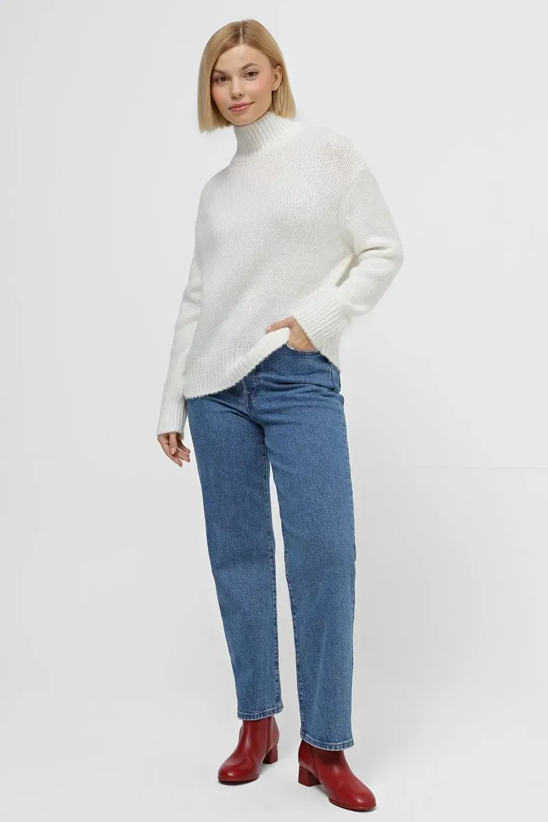 Жіночий в'язаний светр оверсайз білий | 94448