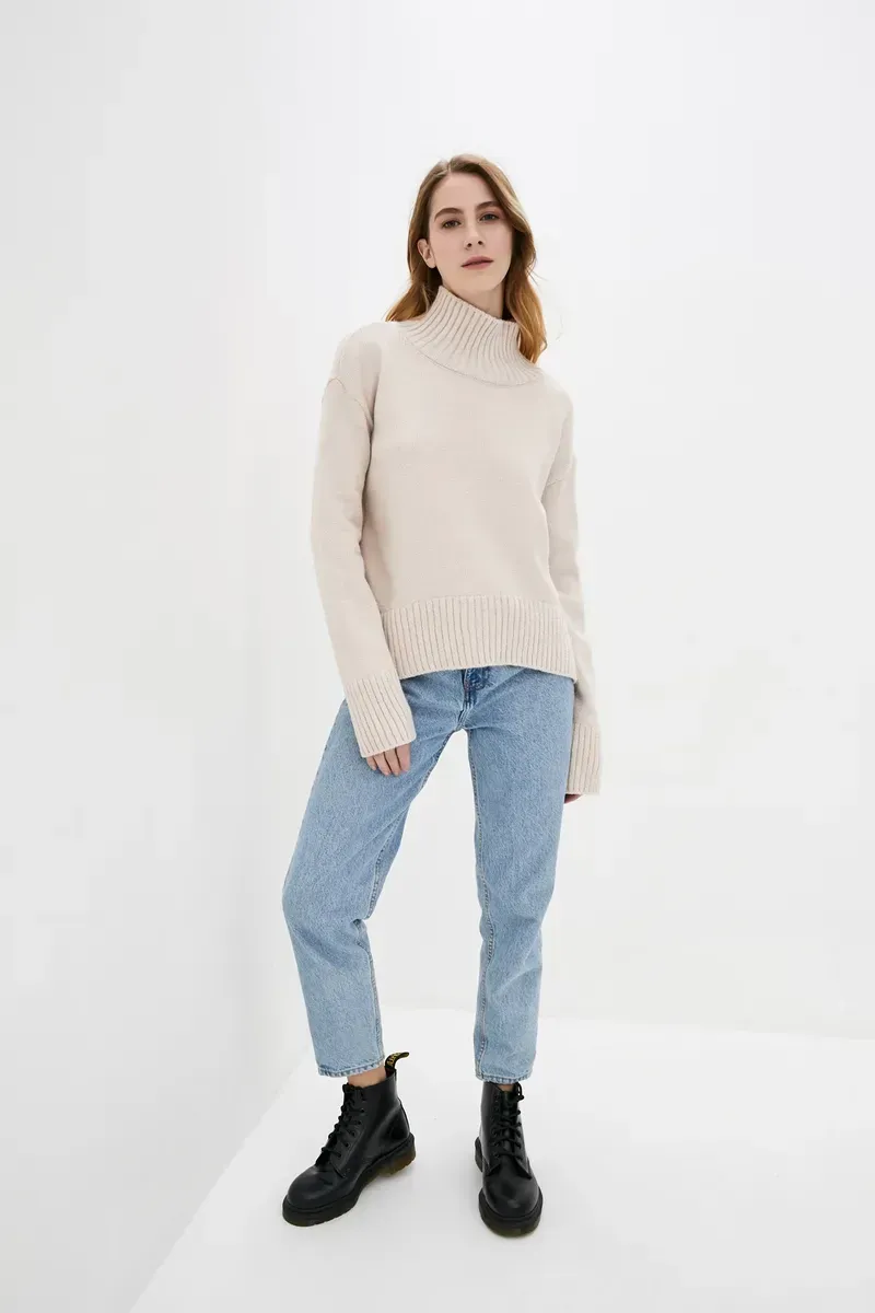 Жіночий светр із вмістом вовни світло-бежевий | 94356