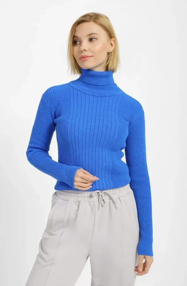Обтислий в'язаний светр ультрамариновий | 94385