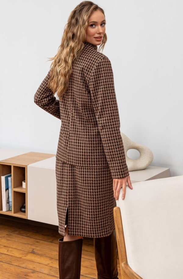 FashionSets - Головна 12 Вовняна спідниця в гусячу лапку коричнева | 94233