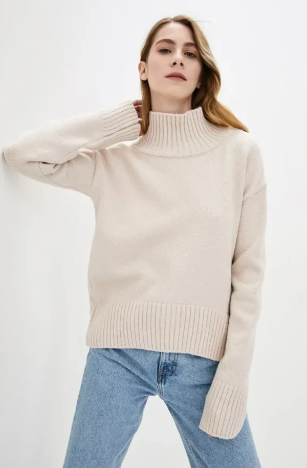 Жіночий светр із вмістом вовни світло-бежевий | 94356