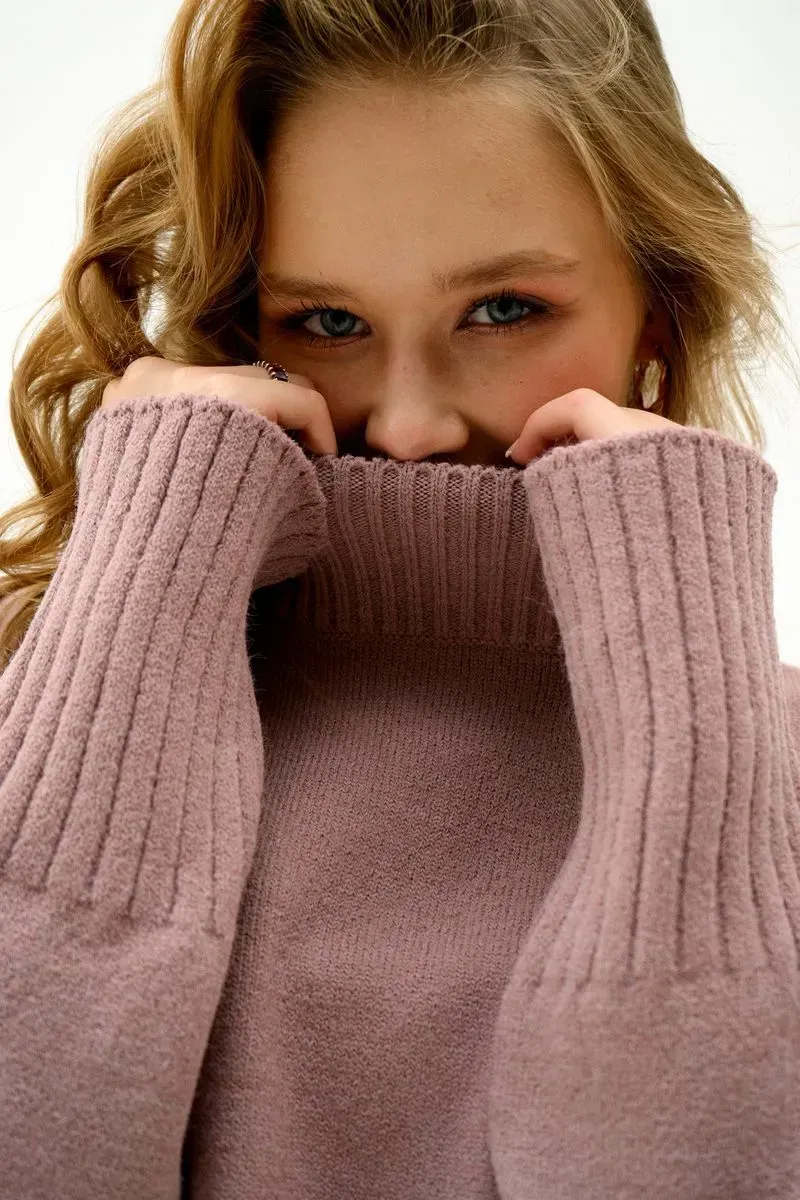 Жіночий светр із вмістом вовни марсала | 94437