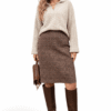 Вовняна спідниця в гусячу лапку коричнева | 94233