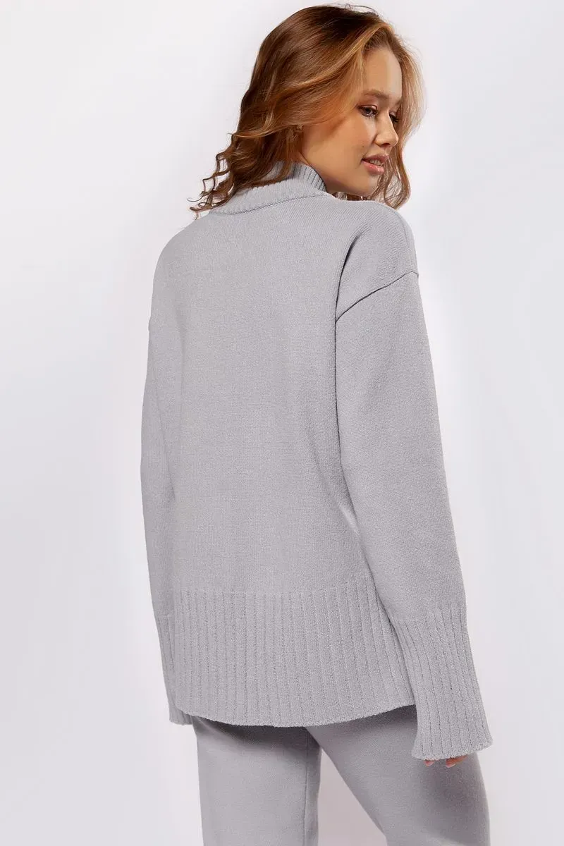 Жіночий светр вільної посадки світло-сірий | 94481