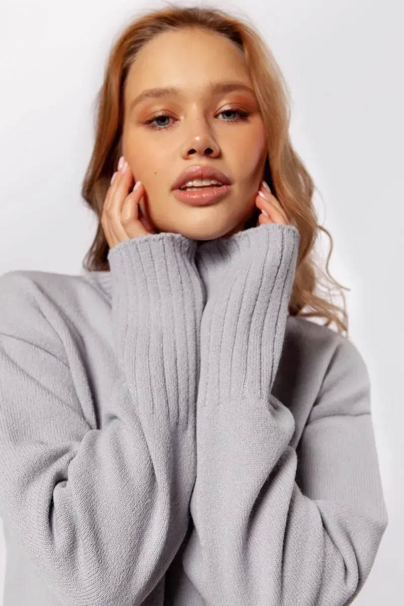 Жіночий светр вільної посадки світло-сірий | 94481