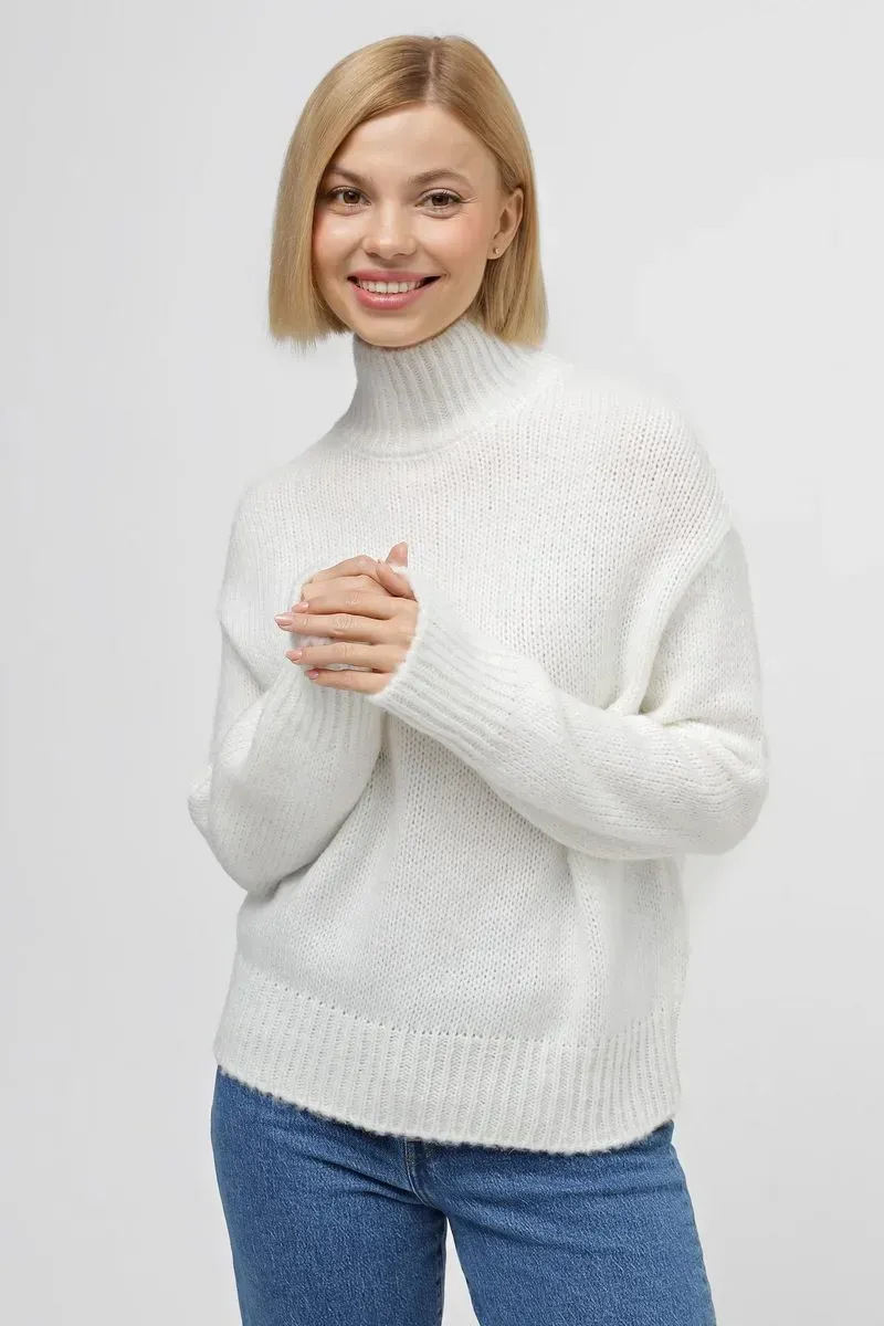 Жіночий в'язаний светр оверсайз білий | 94448