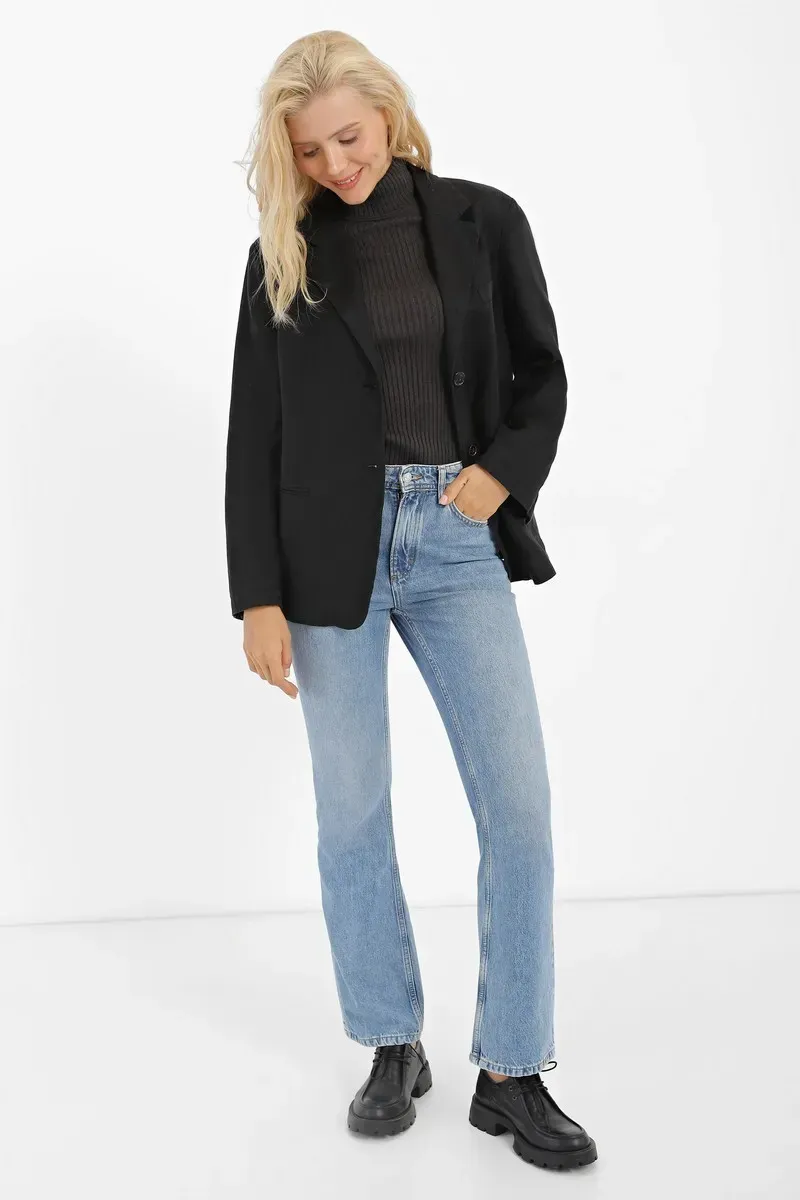 Жіночий в'язаний гольф темно-сірий | 94299