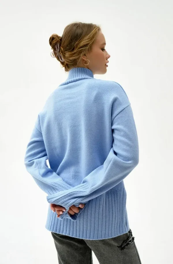 Жіночий светр із вмістом вовни блакитний | 94426