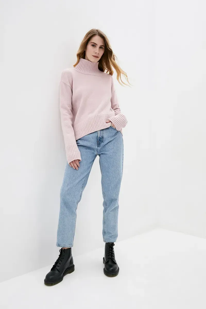 Жіночий светр із вмістом вовни пудровий | 94321