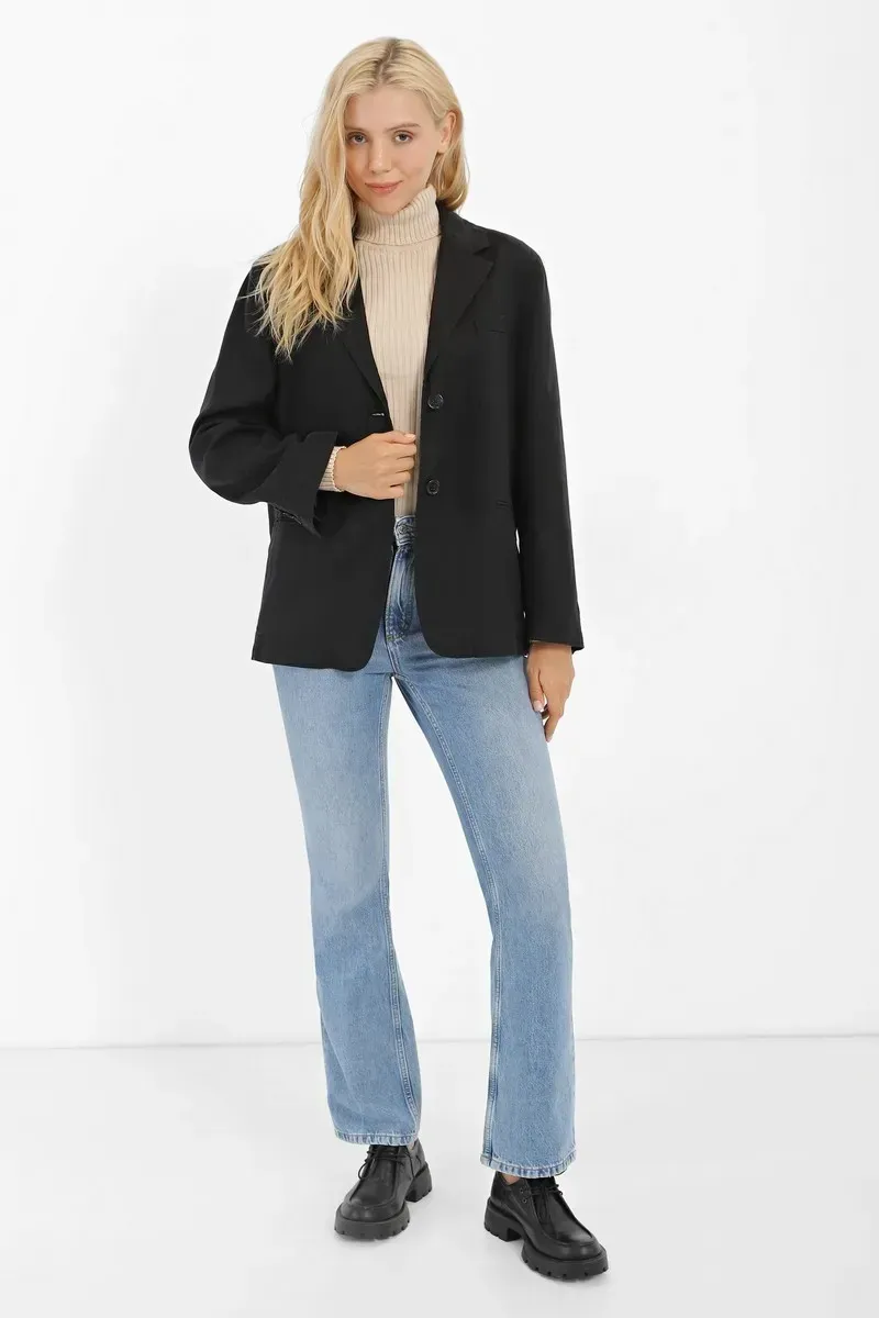 Жіночий в'язаний гольф кремовий | 94291