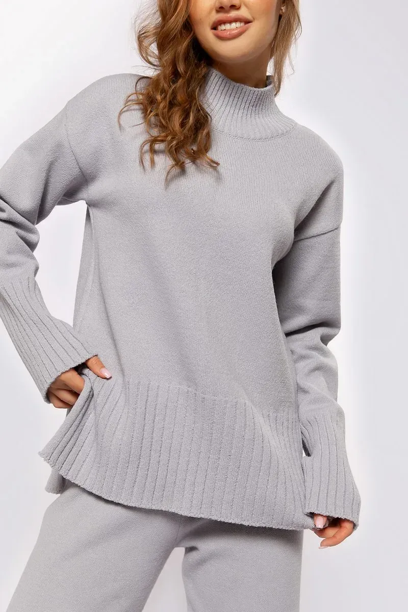 Жіночий светр вільної посадки світло-сірий | 94481