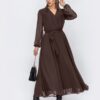 Святкова шифонова сукня кльош коричнева | 94680