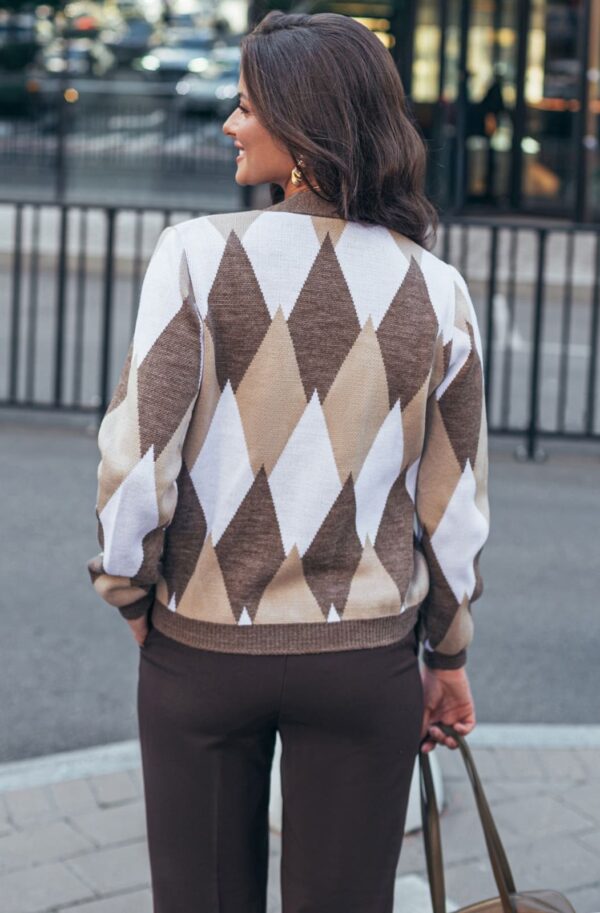 Кардиган з візерунком ромби коричневий | 94798