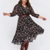 Шифонова сукня кльош Plus Size чорна | 94914 Шифонова сукня кльош Plus Size чорна | 94914