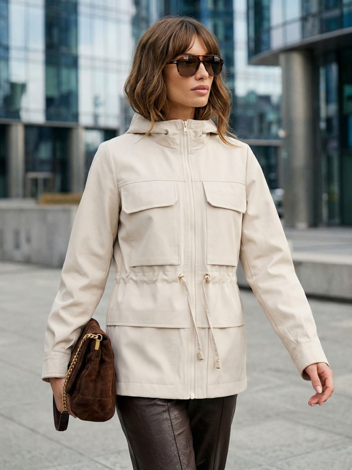 Парка для міжсезоння зі знімним каптуром молочна | 95585 Парка для міжсезоння зі знімним каптуром молочна | 95585