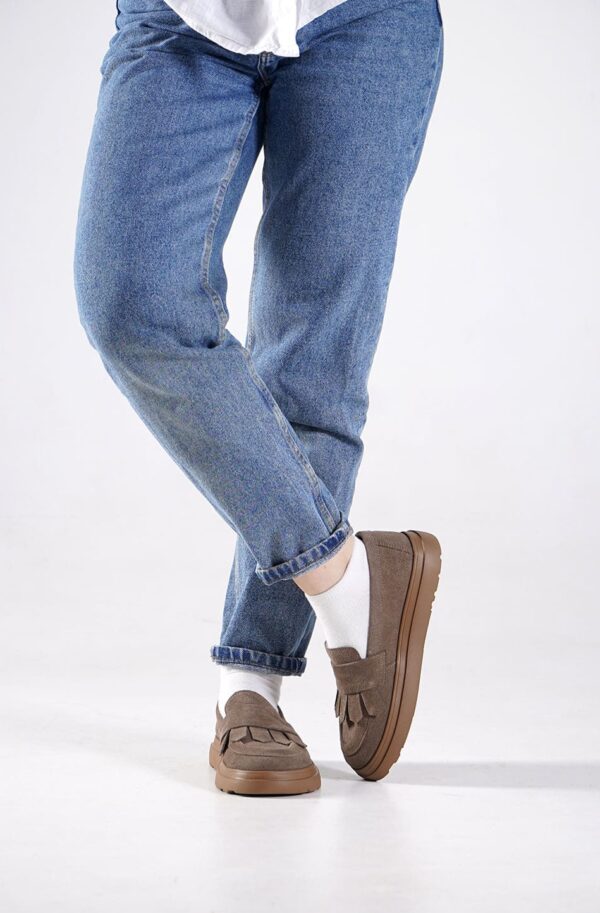 Замшеві туфлі коричневі на низькому ходу | 95056