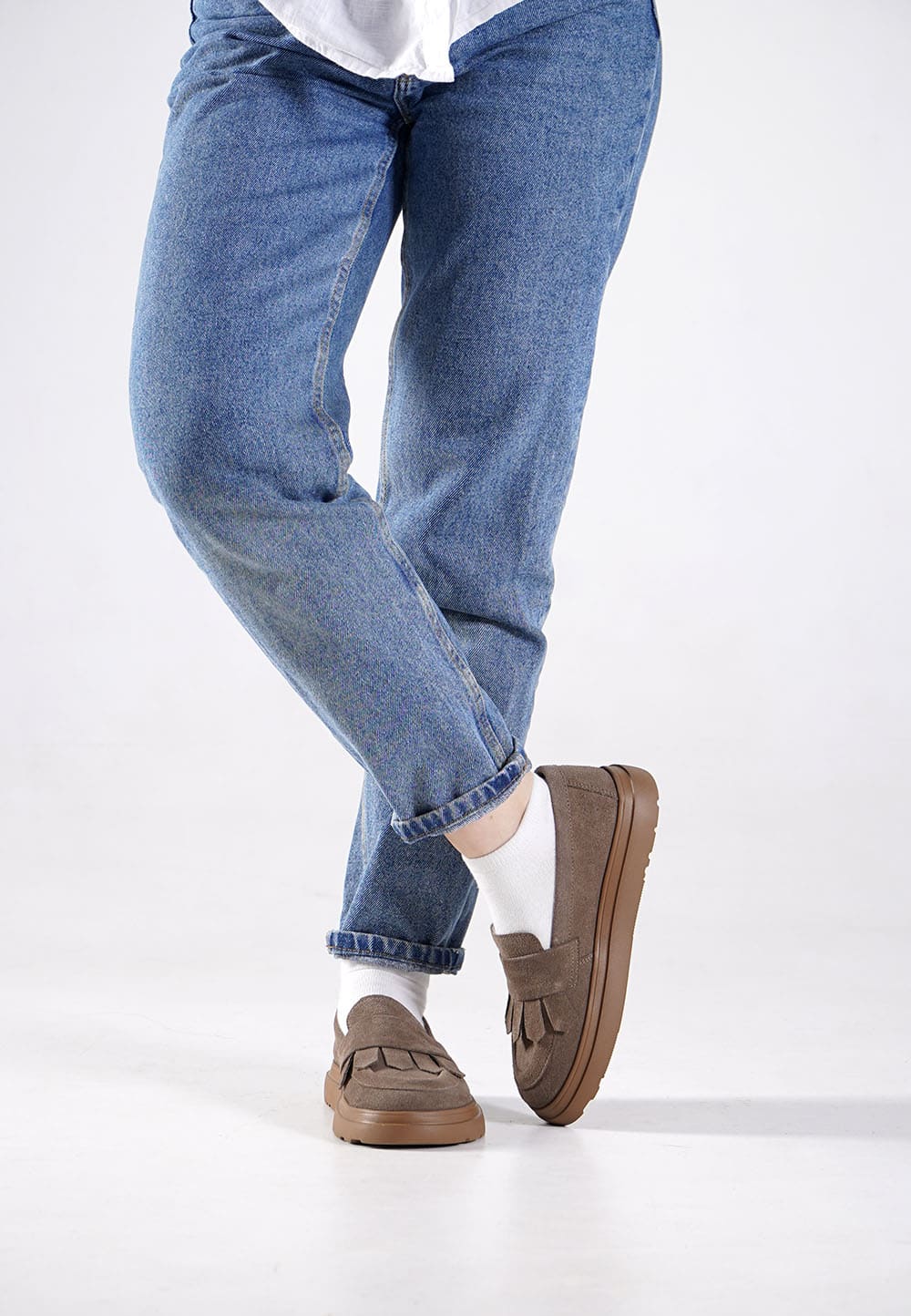 Замшеві туфлі коричневі на низькому ходу | 95056