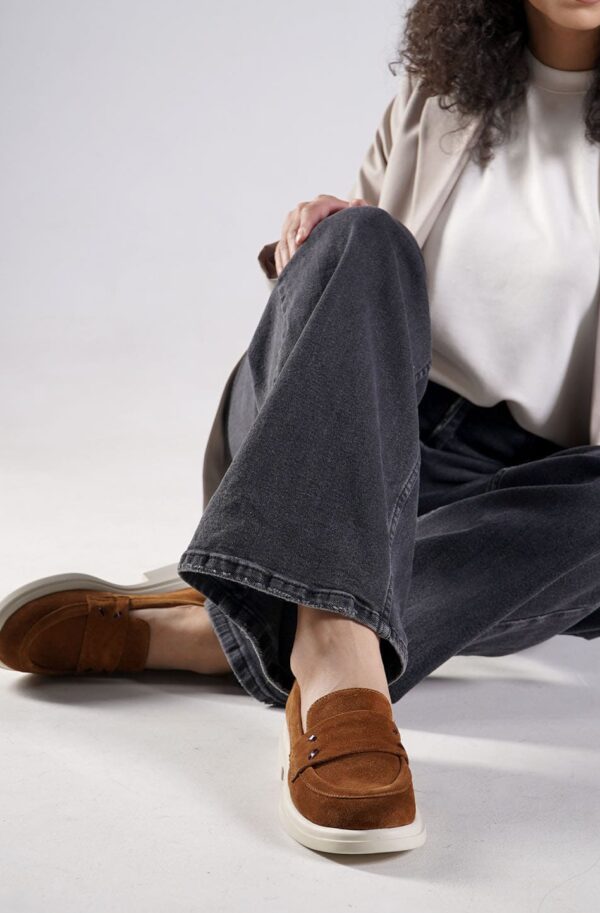 Замшеві жіночі лофери руді на низькому ходу | 95022