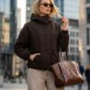 1-902314-1-1772098272-1 Вільна бавовняна демісезонна куртка коричнева | 95609 12