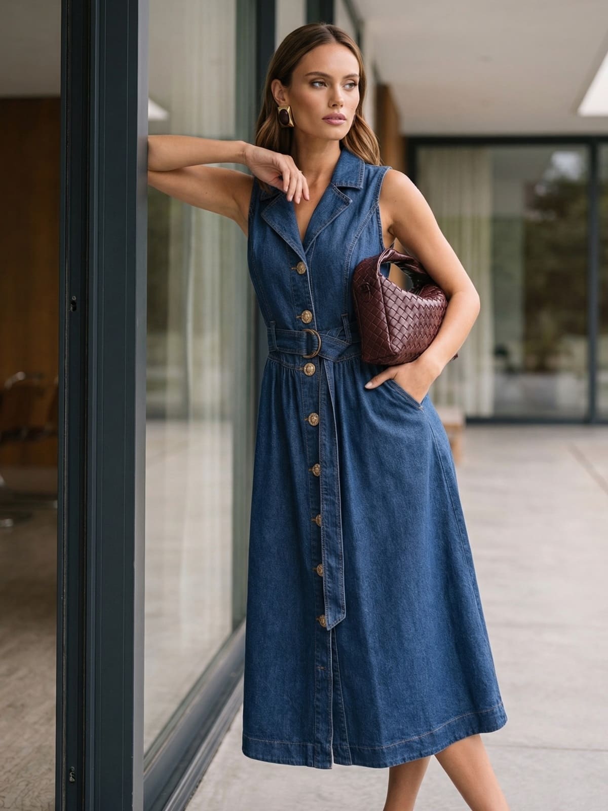 Джинсова сукня без рукавів темно-синя | 95570